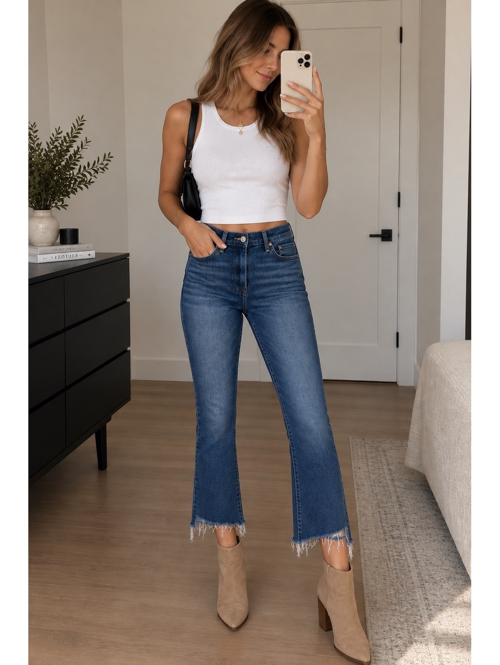 MOTHER The Insider Crop Step Fray Jeans “Sake To Me” Size 25 High Rise Bootcut